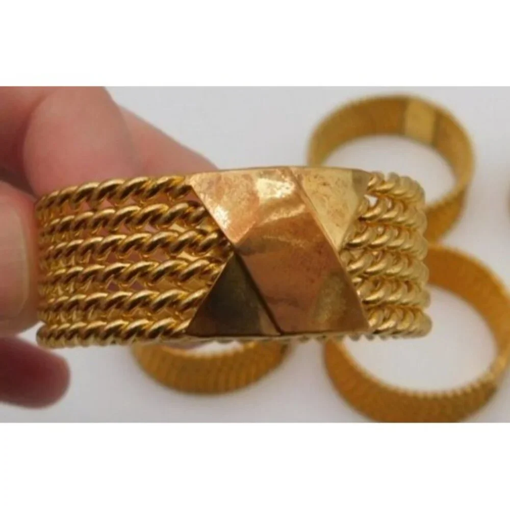 Lot of 7 Gold Tone Metal Braided Napkins Rings Holiday Table Setting